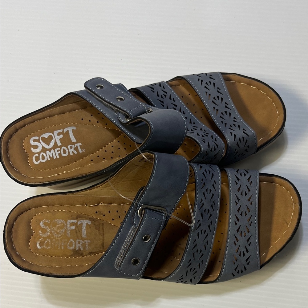 Women's Gray Perforated Slide Sandals